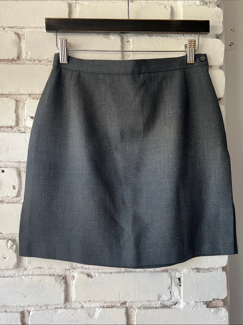 Classic Grey Women's Skirt - Simple A-Line mini woolen side slit